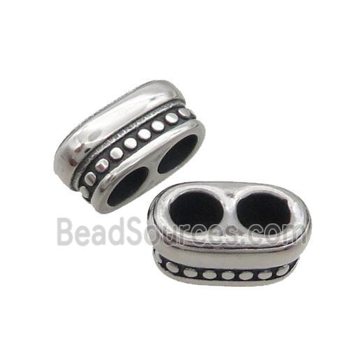 Stainless Steel Beads 2holes Antique Silver