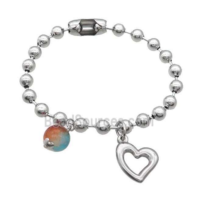 Raw Stainless Steel Bracelet Heart