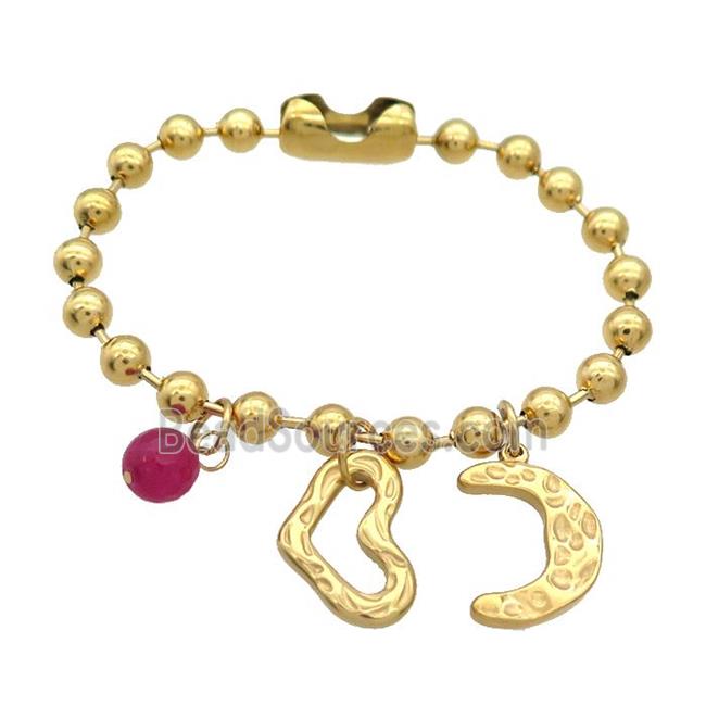 Stainless Steel Bracelet Moon Heart Gold Plated