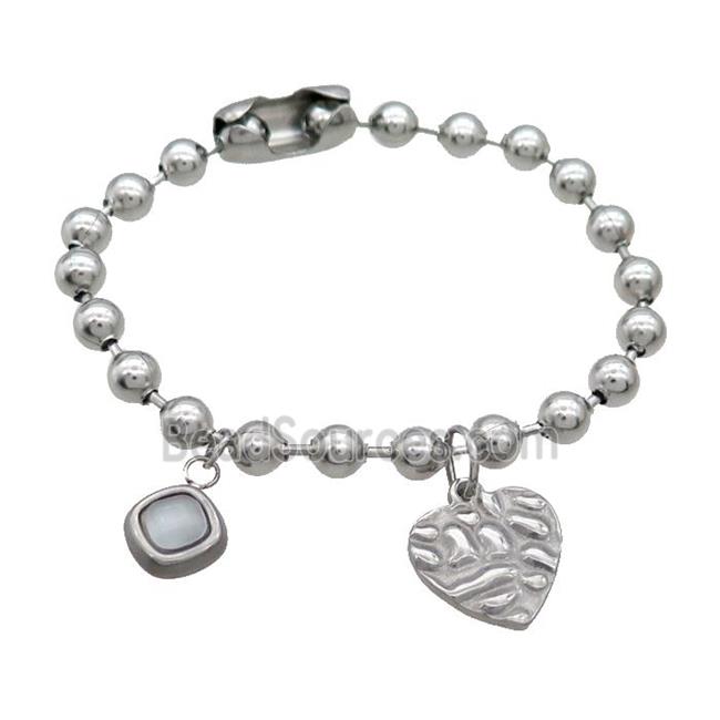 Raw Stainless Steel Bracelet Heart