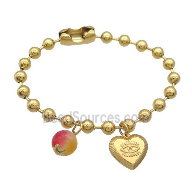 Stainless Steel Bracelet Heart Eye Gold Plated