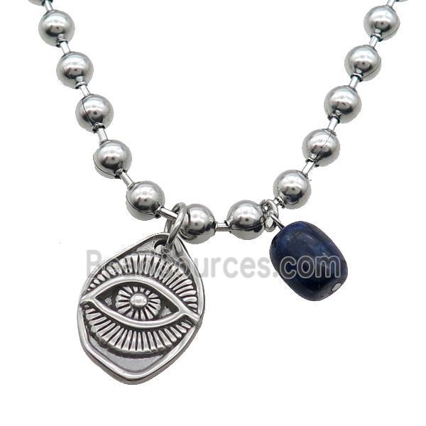 Raw Stainless Steel Necklace Eye