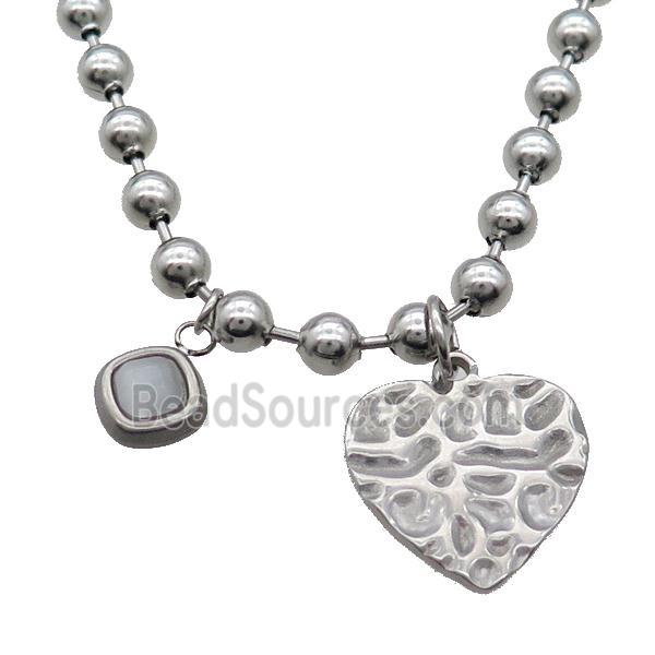 Raw Stainless Steel Necklace Heart