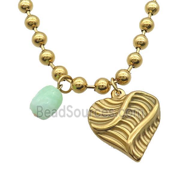 Stainless Steel Necklace Heart Gold Plated