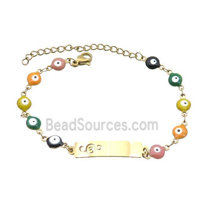 Stainless Steel Bracelets Evil Eye Multicolor Gold Plated
