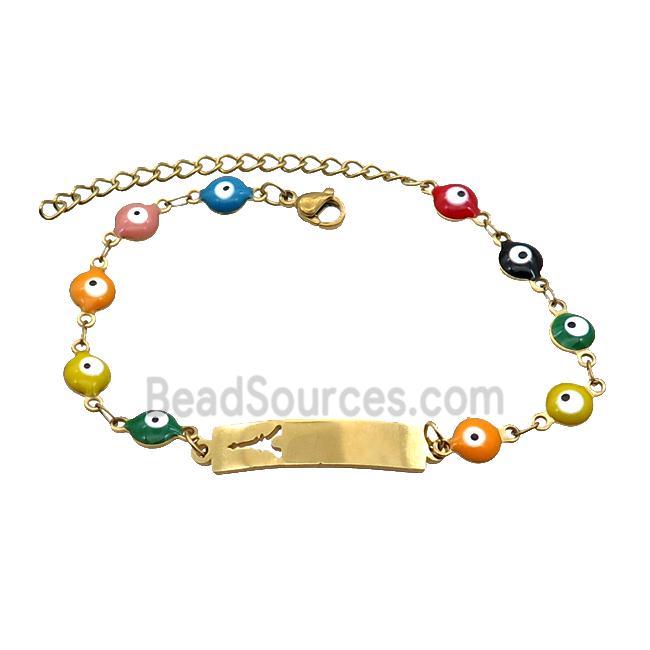 Stainless Steel Bracelets Evil Eye Multicolor Eiffel Tower Gold Plated