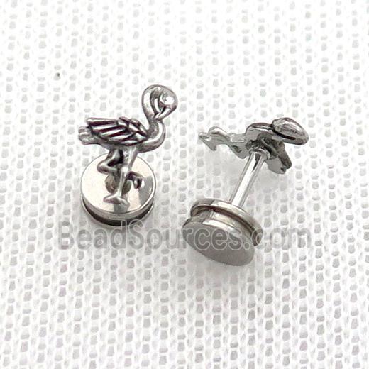 Raw Stainless Steel Stud Earrings Crane