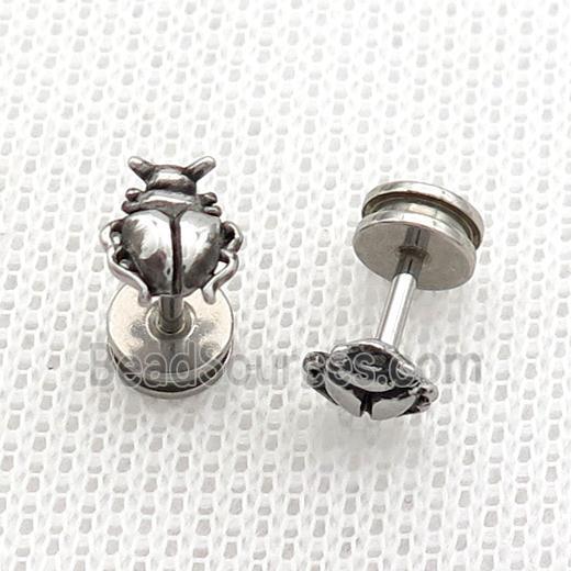 Raw Stainless Steel Stud Earrings Beetle