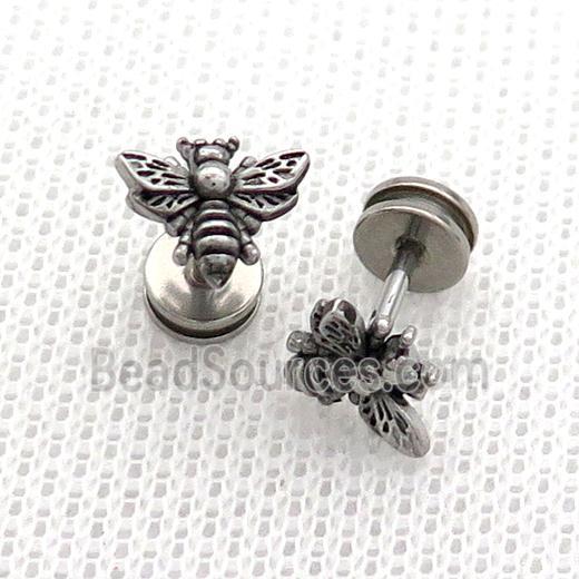 Raw Stainless Steel Stud Earrings Honeybee