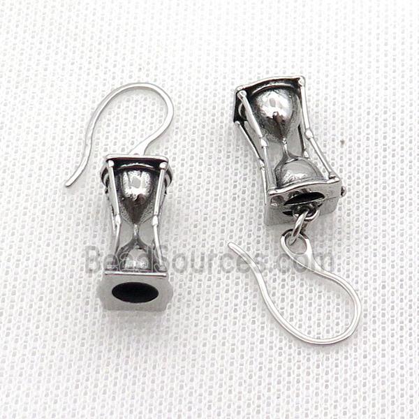 Stainless Steel Hook Earring Allah Lamp Antique Silver