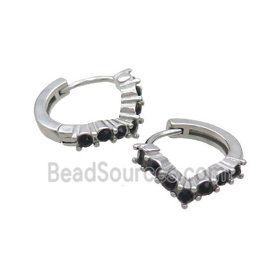 Raw Stainless Steel Hoop Earrings Pave Rhinestone