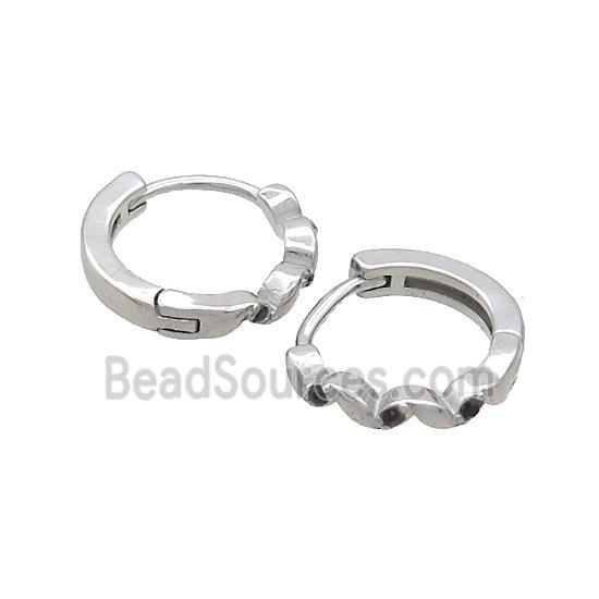 Raw Stainless Steel Hoop Earrings Pave Rhinestone