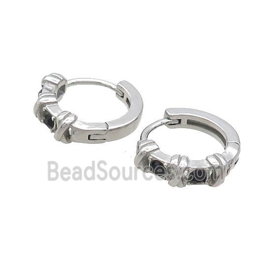 Raw Stainless Steel Hoop Earrings Pave Rhinestone