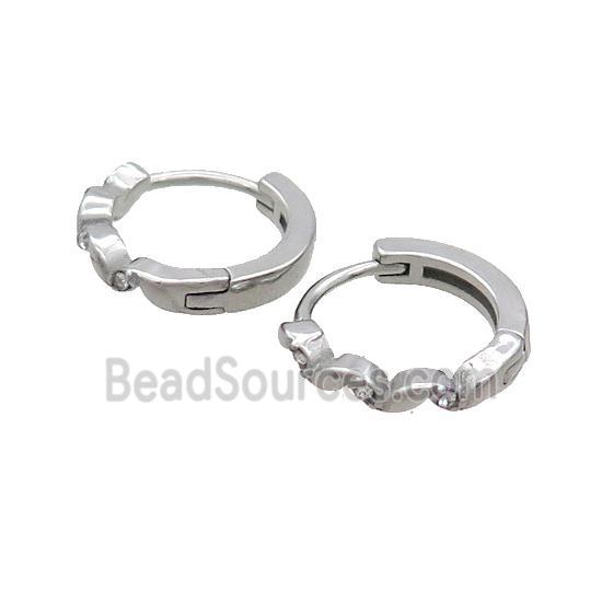 Raw Stainless Steel Hoop Earrings Pave Rhinestone