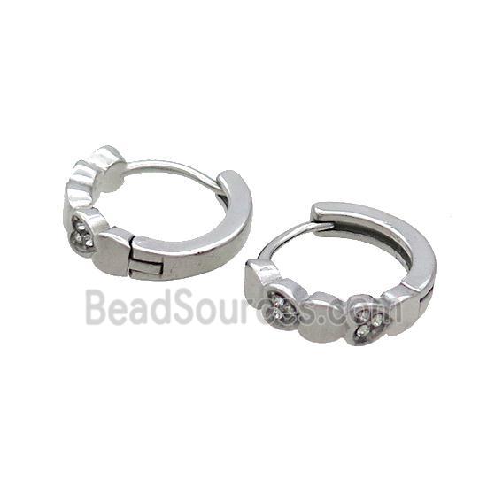 Raw Stainless Steel Hoop Earrings Pave Rhinestone