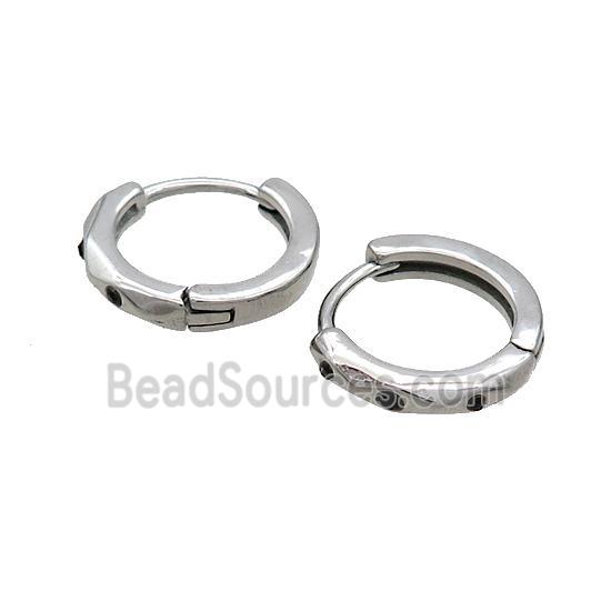 Raw Stainless Steel Hoop Earrings Pave Rhinestone