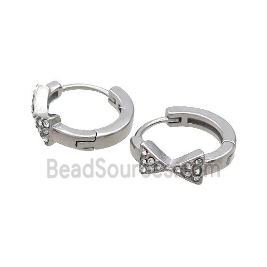 Raw Stainless Steel Hoop Earrings Pave Rhinestone