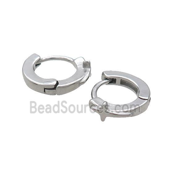 Raw Stainless Steel Hoop Earrings Cross