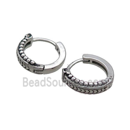 Stainless Steel Hoop Earrings Antique Silver