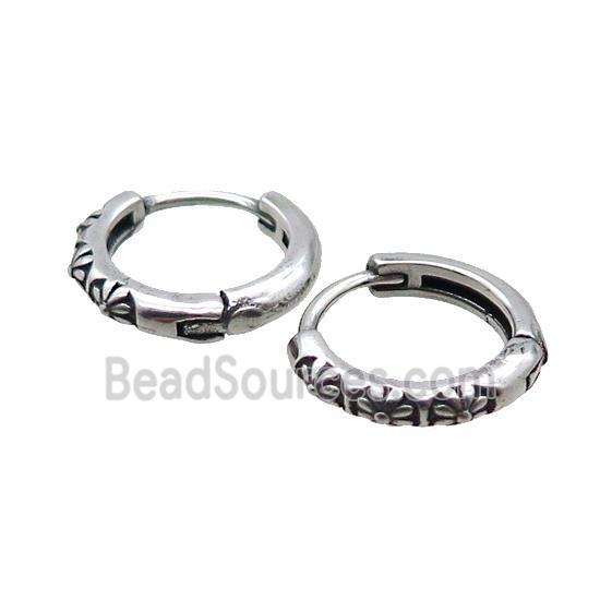 Stainless Steel Hoop Earrings Antique Silver