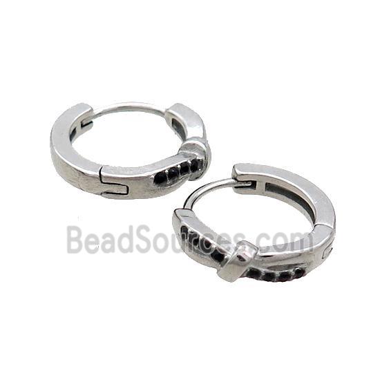 Raw Stainless Steel Hoop Earrings Pave Rhinestone