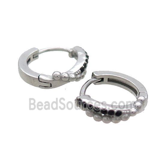 Raw Stainless Steel Hoop Earrings Pave Rhinestone