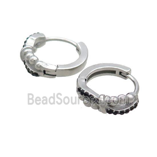 Raw Stainless Steel Hoop Earrings Pave Rhinestone