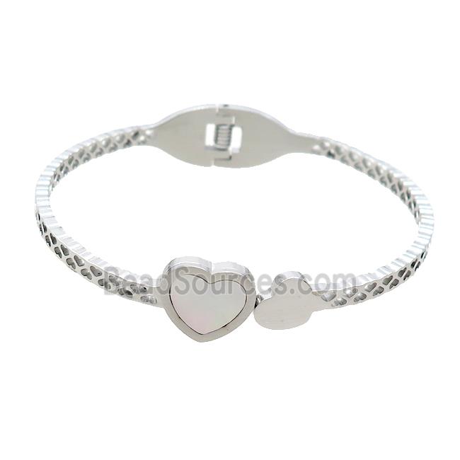 Raw Stainless Steel Pave Shell Heart