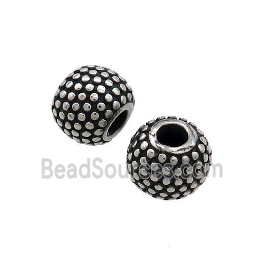 Stainless Steel Beads Round Antique Silver Large Hole