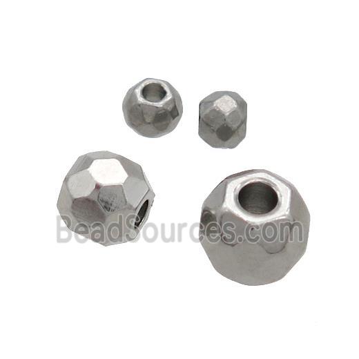 Raw Stainless Steel Beads Faceted Round