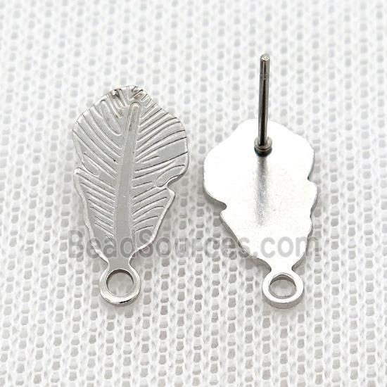 Raw Stainless Steel Stud Earrings Leaf