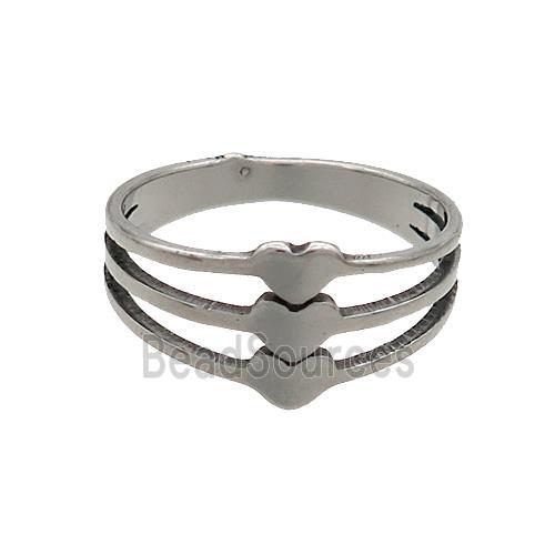 Raw Stainless Steel Rings Heart