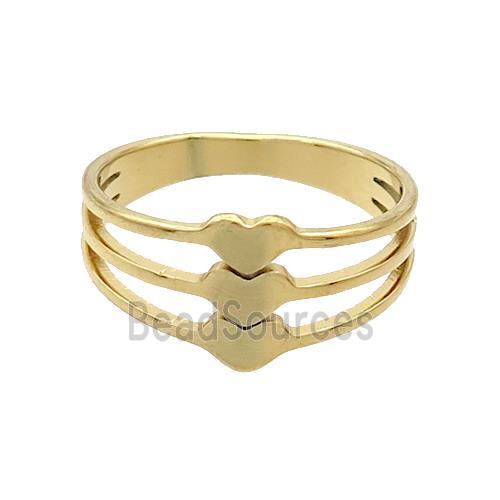 Stainless Steel Rings Heart Gold Plated