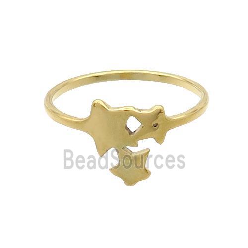 Stainless Steel Rings Star Gold Plated