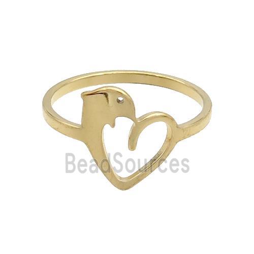 Stainless Steel Rings Dolphin Gold Plated