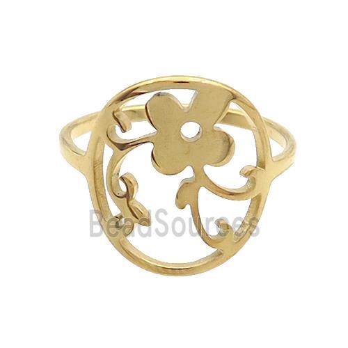 Stainless Steel Rings Flower Gold Plated