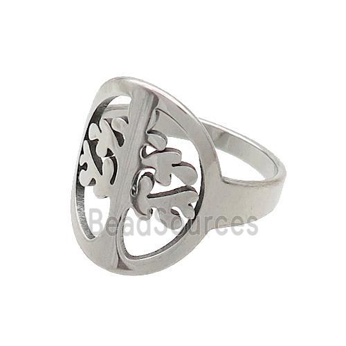 Raw Stainless Steel Rings Tree Of Life