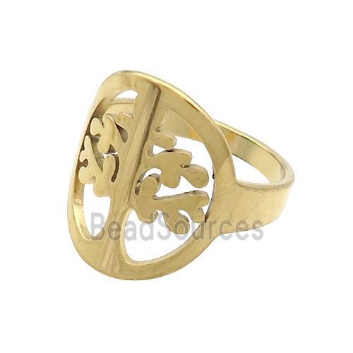 Stainless Steel Rings Tree Of Life Gold Plated