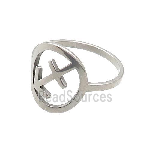 Raw Stainless Steel Rings Zodiac Sagittarius