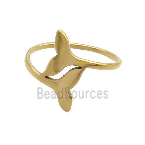 Stainless Steel Rings Sharktail Gold Plated