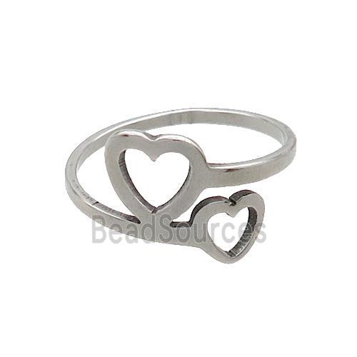 Raw Stainless Steel Rings Heart