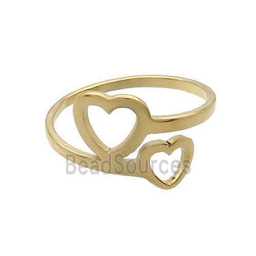 Stainless Steel Rings Heart Gold Plated