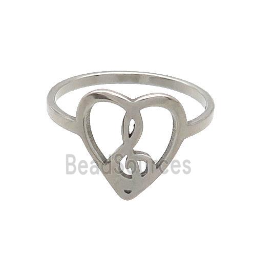 Raw Stainless Steel Rings Musical Notes