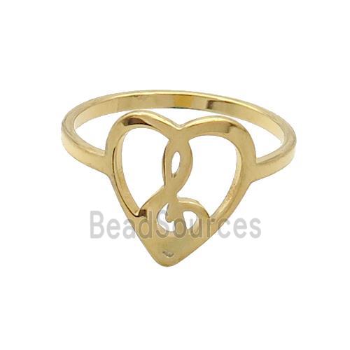 Stainless Steel Rings Musical Notes Gold Plated