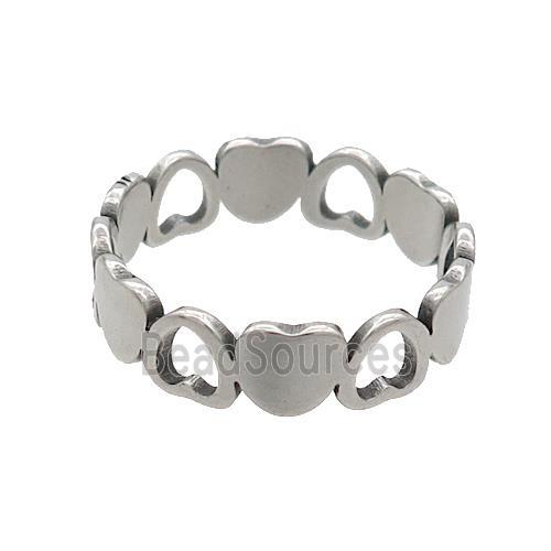 Raw Stainless Steel Rings Heart