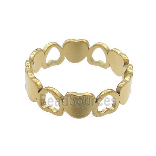 Stainless Steel Rings Heart Gold Plated