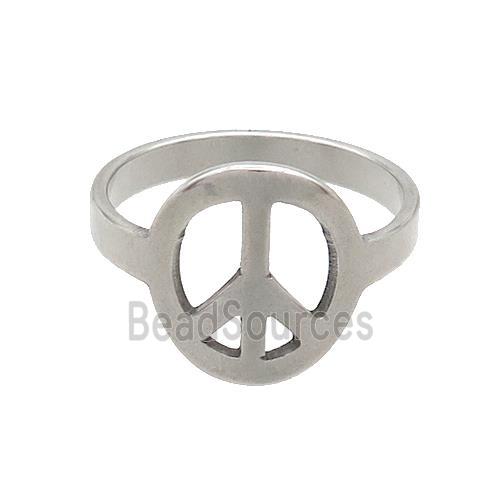 Raw Stainless Steel Rings Peace Signs