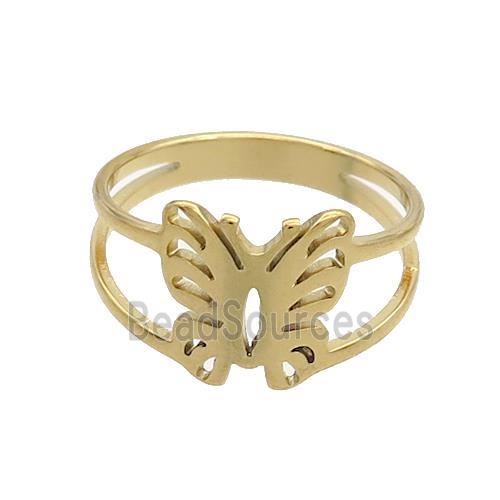 Stainless Steel Rings Butterfly Gold Plated