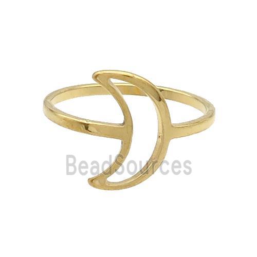 Stainless Steel Rings Moon Gold Plated