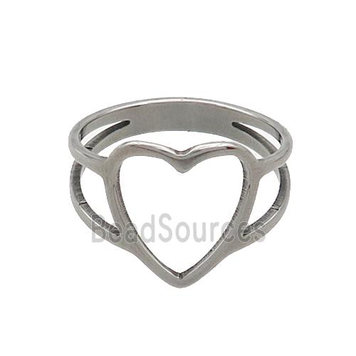 Raw Stainless Steel Rings Heart